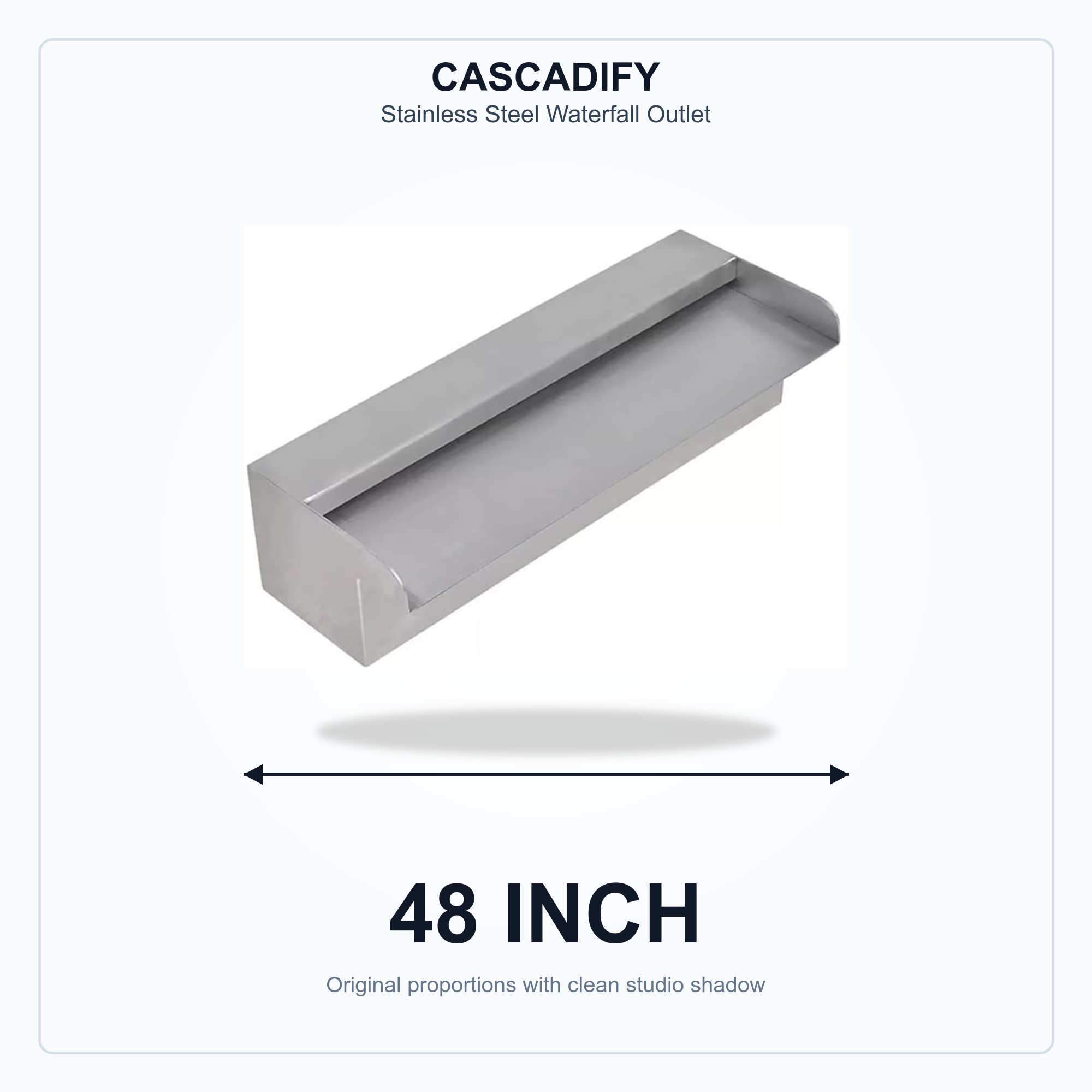 Premium Stainless Steel Waterfall Outlet - 48 Inch - Image 2