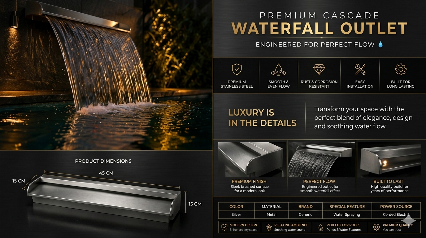 Cascadify luxury waterfall outlet view 1